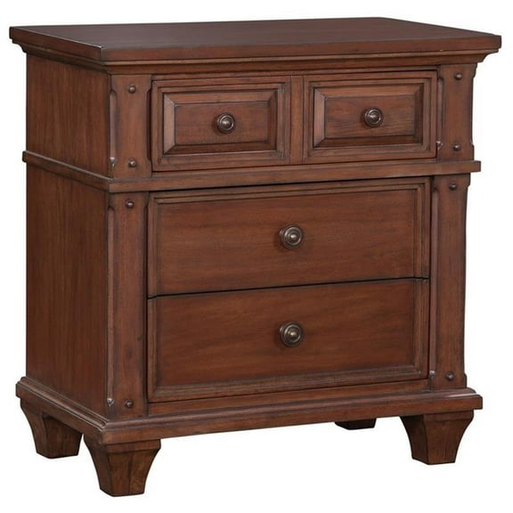 Pemberly Row Modern Cherry Finished Wood 3-Drawer Nightstand