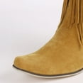thumbnail image 6 of Wide Calf Cowboy Cowgirl Riding Boots for Women with Long Fringe Boho Studded Suede Pointed Toe Knee High Western Tall Boots Yellow Size 6.5, 6 of 7