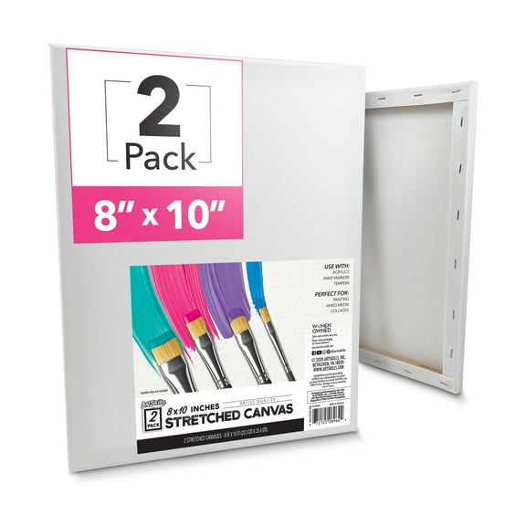 ArtSkills Stretched Canvases for Painting, 8x10 Canvas Painting Supplies for Artists, Blank Canvas Pack, 2-Pack