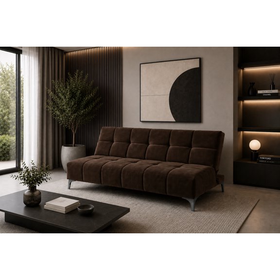 Sofa Cama Reclinable El Bazar Store New York Terciopelo Chocolate Futón 3 posiciones Sala