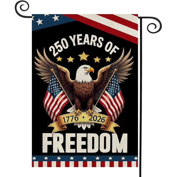 250 Years America Garden Flag,250th Anniversary USA Patriotic 4th of July Banner Double-Sided with Eagle Design, 1776-2026 Commemorative, 12 x 18 Inch