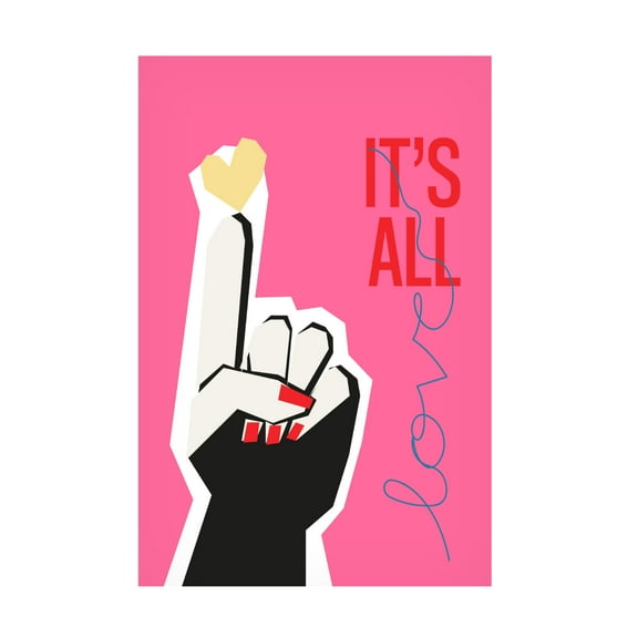 Trademark Fine Art Frances Collett It's All Love Hand Pink Canvas Wall Art