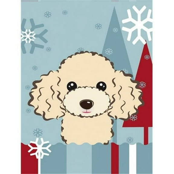 Winter Holiday Buff Poodle Flag Garden Size