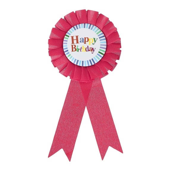 Uxcell 6" x 3" Birthday Ribbon, Award Ribbons Fabric Button Pins for Party Decoration, Rose Red