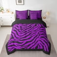 thumbnail image 2 of Feelyou Modern Purple Stripes Bedding Comforter Set 7pcs for Women, Chic Zebra Print Queen Bedding Sets, Artwork Abstract Ombre Reversible Queen Sheet Sets, Super Cozy Room Decor, 2 of 8