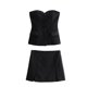 thumbnail image 3 of HH TRAF Conjunto de 2 piezas de minifalda cruzada de cintura alta informal sin mangas con parte superior de tubo y cintura alta para mujer de verano, 3 of 5