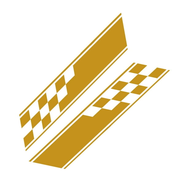 HUONA 2Pcs Car Side Door Decorative Sticker Long Stripe Checkered Body Sticker Suitable for Racing RV Truck Exterior Decal Accessories Matte Gold