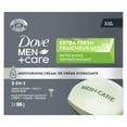 thumbnail image 4 of Dove Men+Care Extra Fresh Bar Soap for refreshed skin Hand & Body & Face & Shave soap bar with ¼ moisturizing cream (3 Bars), 4 of 6