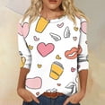 thumbnail image 2 of Lumtrix Womens 3/4 Sleeve Crew Neck T-Shirts Valentina's Day Spring Shirts Love Heart Graphic Tee Tops Loose Fit Tunic Wine S, 2 of 7