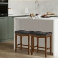 Cottinch 26" Backless Counter Height Bar Stools, Leather Saddle Stools