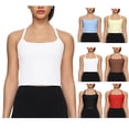thumbnail image 2 of Women's Racerback Crop Tank Top Built in Padded Bra Cropped Sleeveless Yoga Shirt for Workout Running Summer Tanks White, 2 of 7