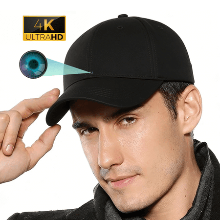 Aiacmea 4K Cap-Style Wearable Camera with Live Streaming Support, WiFi Remote Viewing Outdoor Recording Cap, Audio, Rechargeable Battery, Micro SD Storage, Black