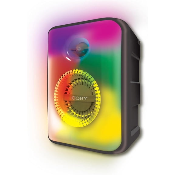 Coby True Wireless Speaker, Portable Bluetooth Speaker with 6 Light Modes, FM Radio, and Handle