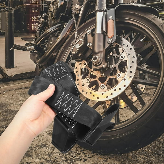 DEEPCRAFF Motorcycle Wheel Strap for Trailer Heavy Duty Black Polyester Tie Down Strap for Bikes