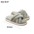 thumbnail image 2 of Zapatillas de mujer con banda cruzada, suaves y peludas, de felpa, cálidas, acogedoras, con puntera abierta, esponjosas, para el hogar, cómodas, para invierno, interiores y exteriores, transpirables, 2 of 5