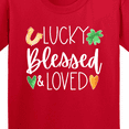 thumbnail image 4 of Inktastic Lucky Blessed and Loved Horseshoe Clover Hearts Youth T-Shirt, 4 of 5