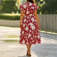 thumbnail image 3 of Vestido Midi Bohemio de Verano Con Estampado Floral y Escote En V Para Mujer, Informal, Fluido, Para Playa, Con Mangas de Encaje y Bolsillos Laterales., 3 of 3