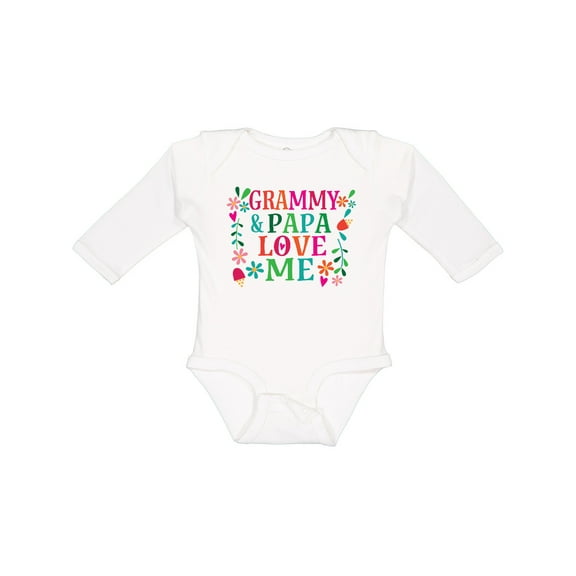 Inktastic Grammy and Papa Love Me Girls Long Sleeve Baby Bodysuit