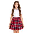 thumbnail image 2 of Uniform Skirts for Girls Toddler Skirts Elastic Plaid Pleated Skirt Athlecic Waistband Built in Shorts Red,7-8 Years, 2 of 9
