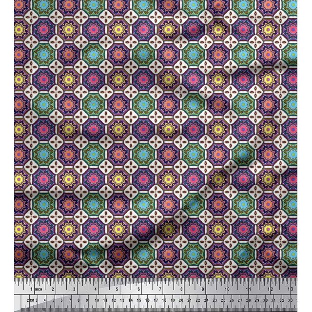Soimoi Toile de Voile de Coton Mandala Imprimé 1 Yard 56 Inch Wide