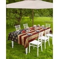 thumbnail image 4 of Fsddascl American Flag Outdoor Tablecloth - 60x120 Inch Rectangle Dining Table Cover, Retro USA Flag Blue Red Vintage Wooden Waterproof Outdoor Table Cloth with Umbrella Hole & Zipper for Patio, 4 of 7