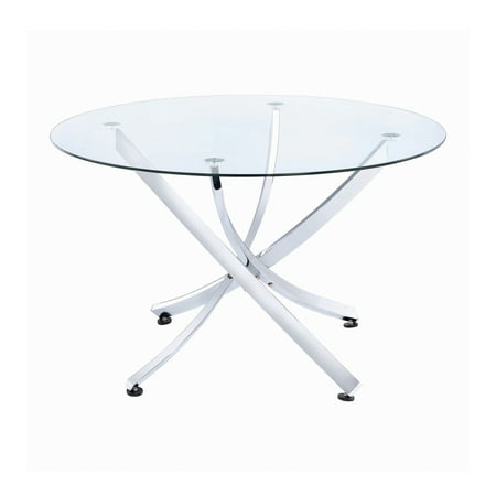 Beckham Round Dining Table Chrome and Clear Box 1