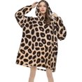 thumbnail image 4 of Leopard Pattern Print Oversized Blanket Hoodie, Wearable Blanket Adult For Women Men And Teenager, Super Soft Warm Flannel Fluffy Hooded Blankets Sweatshirt With Big Pocket, 4 of 8