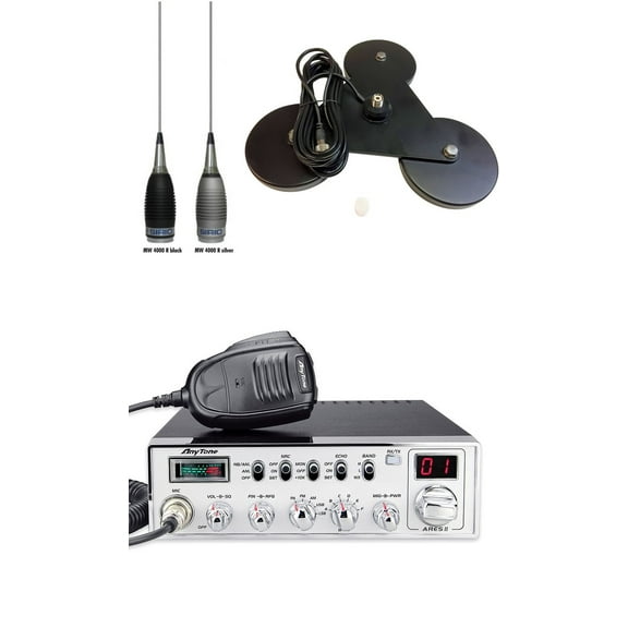 Combo: Anytone ARES II 10m/CB Radio with Sirio Megawatts 4000 R Antenna and Heavy Duty Triplex - 1800 Watts