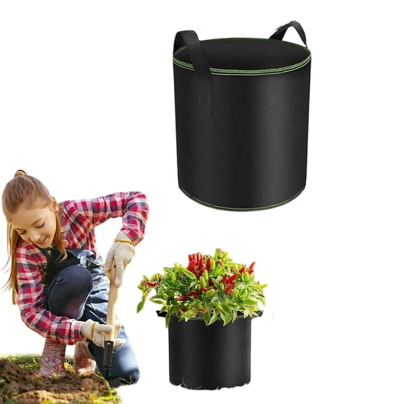 Grow Bags, 10 Gallon Thickened Nonwoven Fabric Pots, Heavy-Duty Aeration Plant Grow Bags for Vegetables, Flowers & Gardening