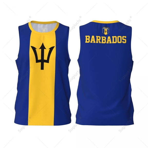 Barbados Flag Men Basketball Sports Jersey Running Fitness Multifunction Sleeveless tshirt Exclusive Custom Name Nunber