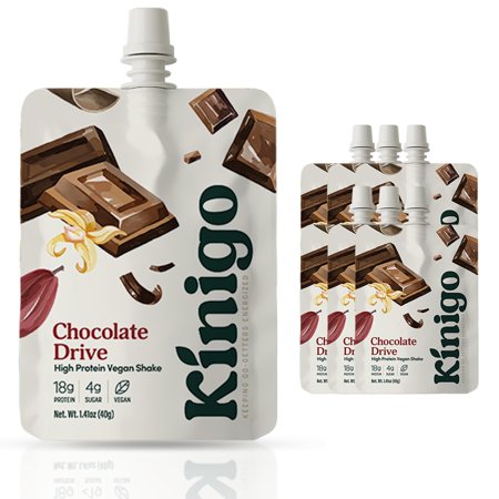 kinigo vegan high protein DHF10 powder for meal replacement shake with Korean drinks flavor misugaru, matcha, and chocolate - great for plant protein shakes, breakfast drink (Chocolate Drive)