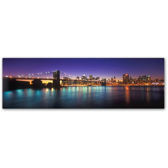 Trademark Fine Art "Brooklyn Bridge Lights" Canvas Art by John Xiong