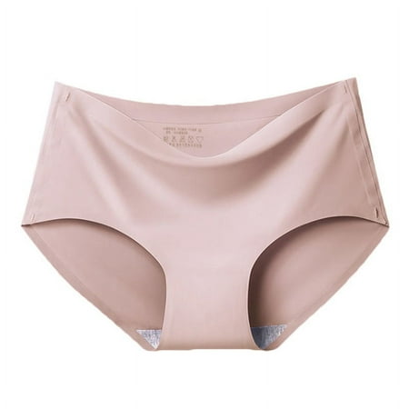 

Promotion! Women Seamless Underwear Mid Waist Panties Ice Silk Lingerie Breathable Comfortable Briefs Skin-Friendly Underpant Light coffee M