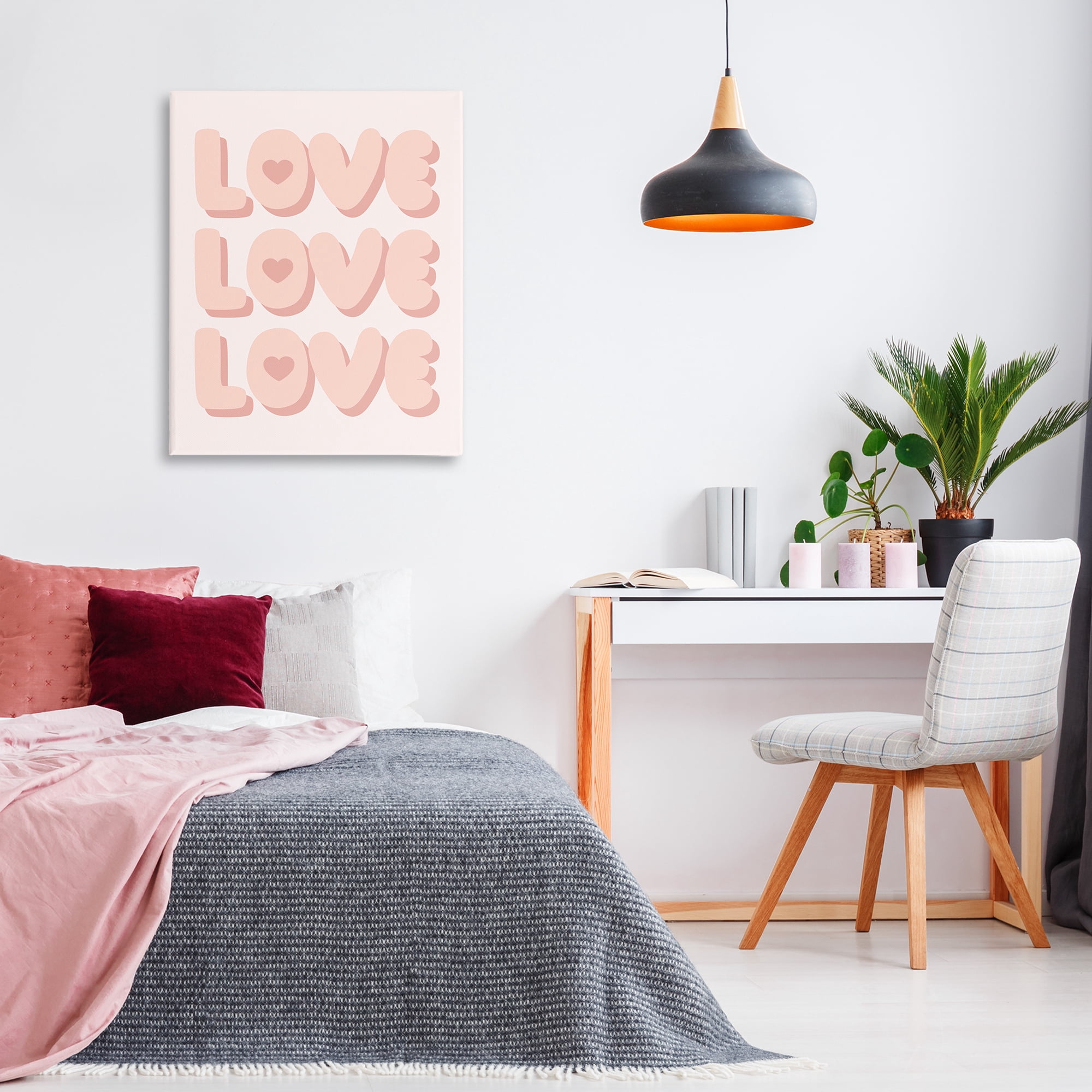 Stupell Industries Love with Hearts Text & Numbers Painting Wrapped Canvas Art Print Wall Art, 30 x 40