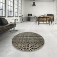 thumbnail image 3 of Ahgly Company Indoor Round Abstract Light French Beige Brown Abstract Area Rugs, 8' Round, 3 of 6
