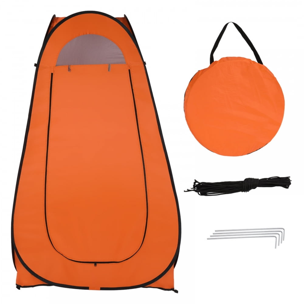 74.8" Height Portable Pop-up Toilet Shower Tent for 1-2 People, Changing Room Dressing Tent Camping Shelter with Steel Wire Construction and Large Zipper Door for Outdoor, Orange