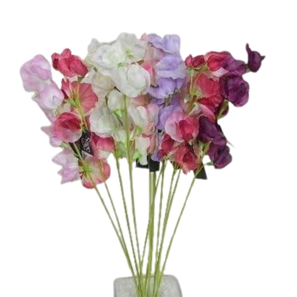 Billuyoard 12x espacio de flor de guisante artificial blanco con flor de seda ramo de flores artificiales mágicas Flores artificiales
