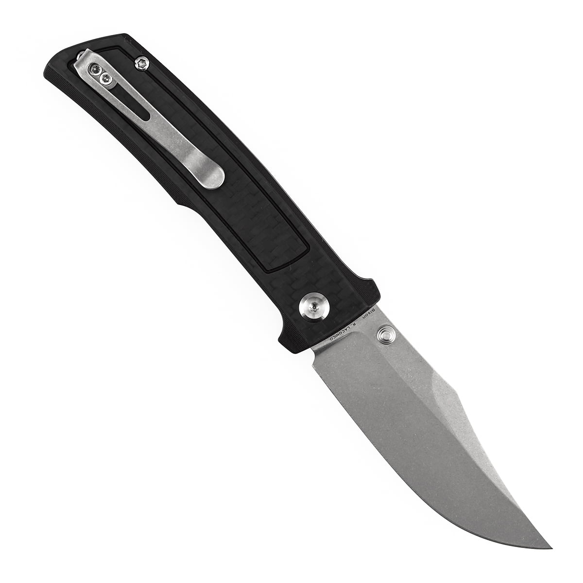 Tenable Bison Folding Knife 3.24'' Stonewashed Nitro V Blade,Carbon Fiber-G10 Handle,B2108A4