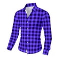 thumbnail image 4 of Chbgutlmr Shirts for Men Fall Button down Plaid Work Shirts Long Sleeve Lapel Neck Stylish Casual Tops, 4 of 8
