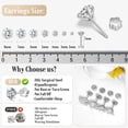 thumbnail image 7 of AMASIS 316L Stainless Steel 20G Flat Back Stud Earrings, 7 Pairs CZ Screw Back Set, 2–8mm, for Adults, 7 of 7
