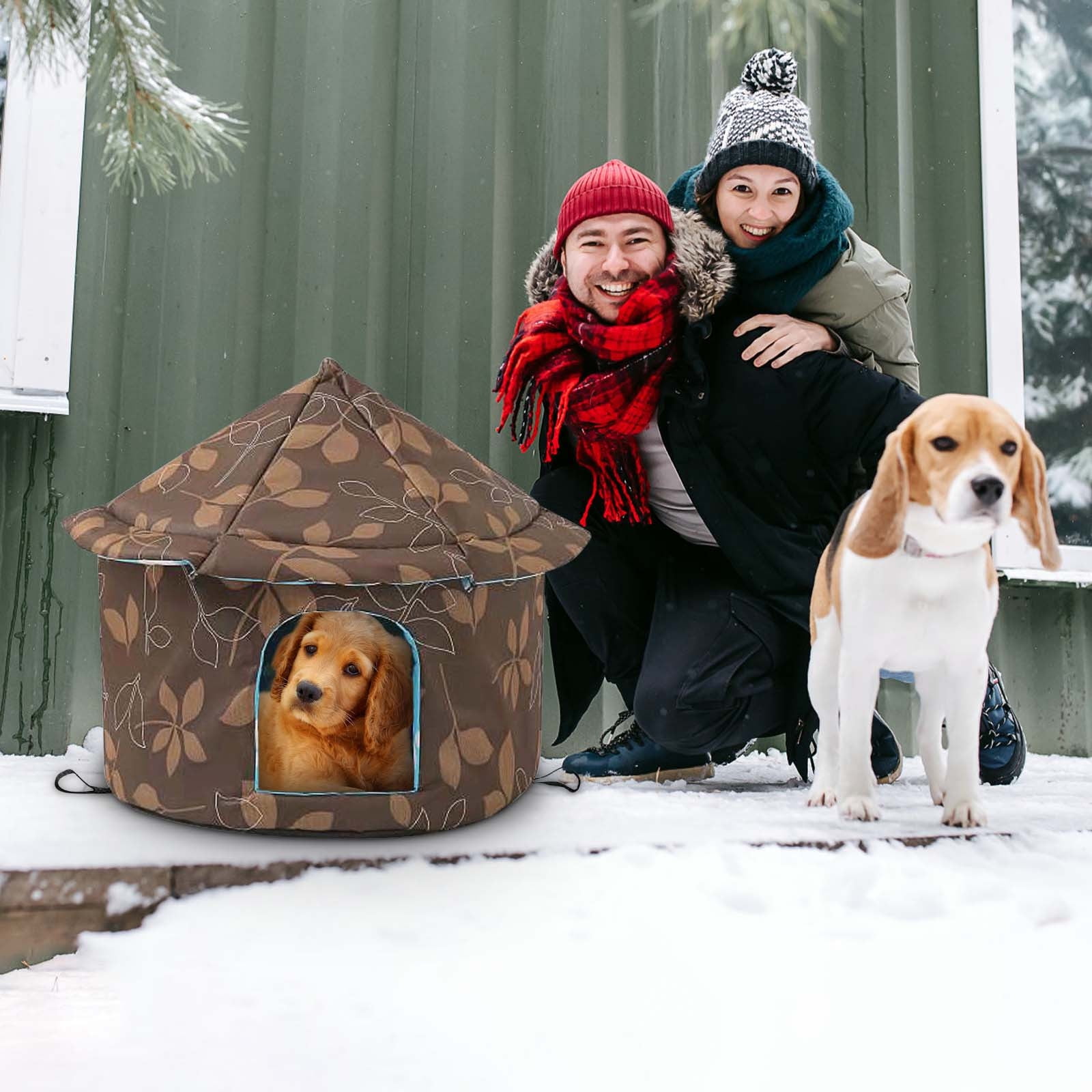 ZZkhGO Insulated Outdoor Cat House, Foldable Winter Shelter for Pets, Warm Padded Bed for Balcony Patio