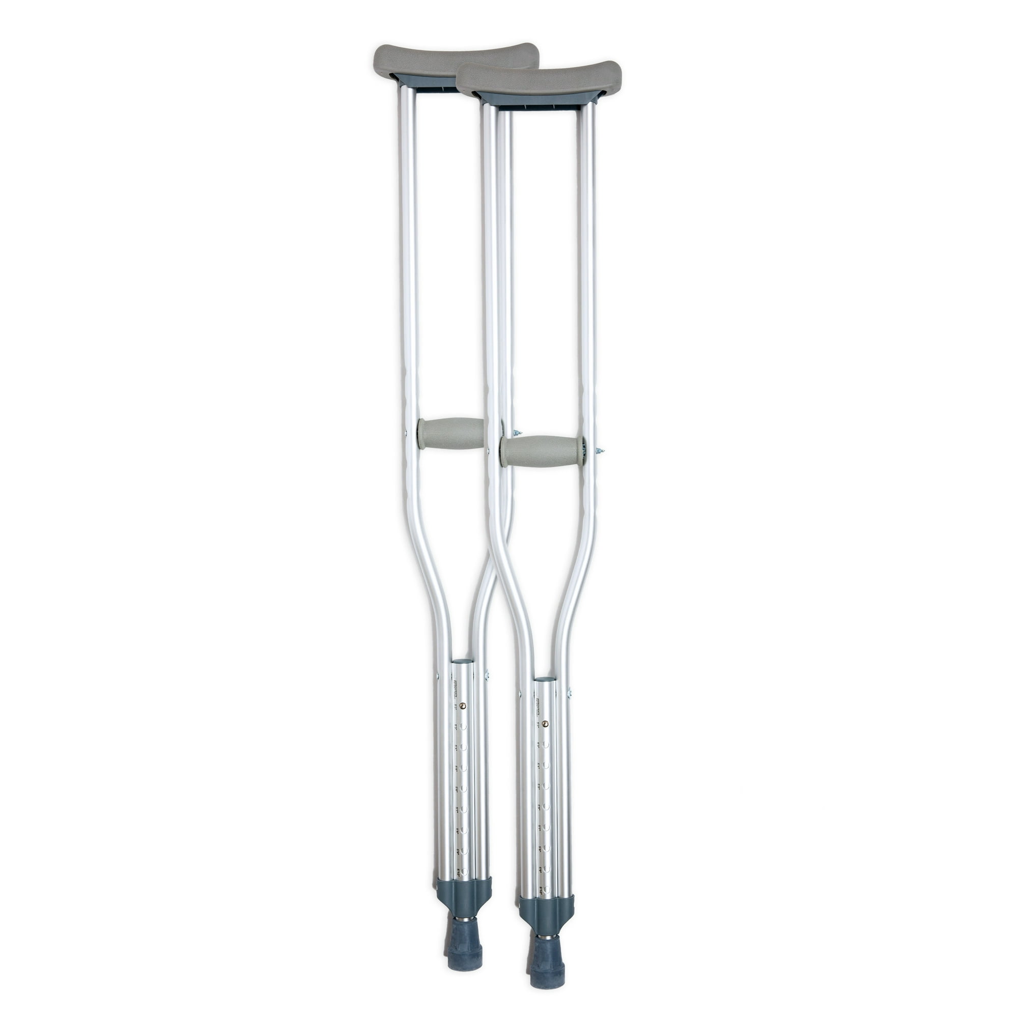 BodyMed Lightweight Aluminum Crutches Pair, Adult, Tall, 5' 10"–6' 6" – Height Adjustable Crutches – Includes Padded Underarm Cushions, Hand Grips, & Rubber Tips