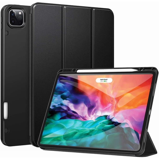 Funda para iPad Pro de 12,9 pulgadas 2020, funda inteligente ultrafina con portalápices, funda protectora de reposo/activación automática para iPad Pro 12,9 2020 de 4.ª generación - Negro brillar Electrónica