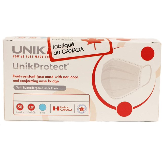 Non-Medical Facemasks Made in Canada (Box of 50, Blue)