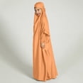 thumbnail image 3 of IBTOM CASTLE Kids Girls Long Sleeve Full Cover Hijab Kaftan Dubai Islamic Prayer Dress Abaya Muslim Hooded Robe Ramadan Clothing 6-7 Years Orange, 3 of 8