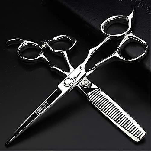 Juego de tijeras profesionales de 15 cm para cortar el cabello, tijeras de barbero japonesas de acero inoxidable con mango ergonómico.