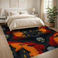 thumbnail image 3 of ODIKA 8'x10' Washable Area Rug Spooky Bats Gothic Skull Motif Halloween Eerie Refined for Dining Room, Large Office, Lounge, Non-Slip Chair-Friendly Mat, 3 of 7