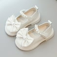 thumbnail image 2 of Dakaela Toddler Girl Dress Shoes 12-18 Months Bow School Mary Jane 3T 4T 5T 6T Little Kid Princess Flats Loafers with Pearl Strap White Size 12, 2 of 6