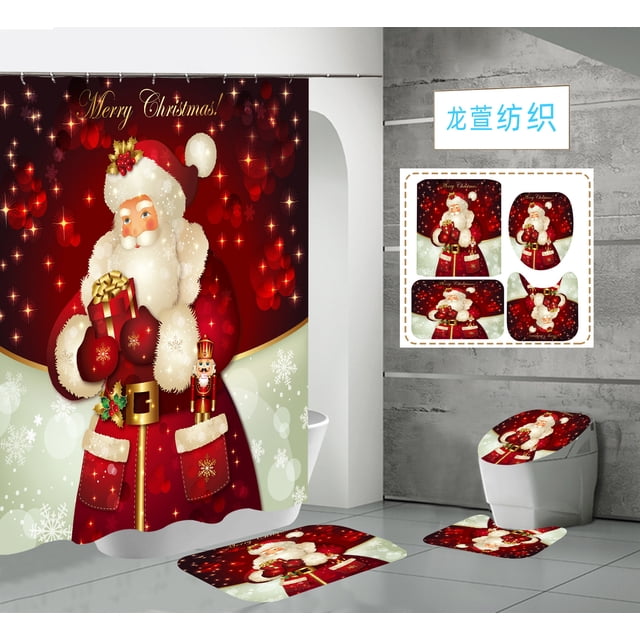 Cortinas de ducha para baño con impresión digital HD, impermeables, de poliéster, para Navidad