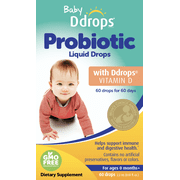 Baby Ddrops Probiotic Liquid Drops with Vitamin D for Newborns and Infants, 0.07 fl oz